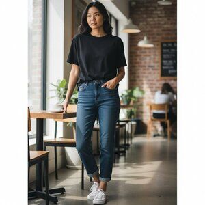 KAARI blue Womens Size 26 High Rise Straight Crop Cuffed Ankle Jeans